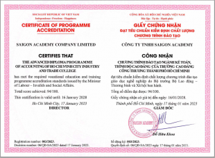 Quyết định và giấy chứng nhận đạt tiêu chuẩn kiểm định chất lượng ngành Kế toán